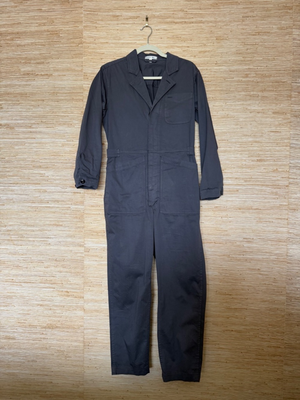 Alex Mill Standard Iron Grey Cotton Twill Long Sleeve Utility Cropped Jumpsuit